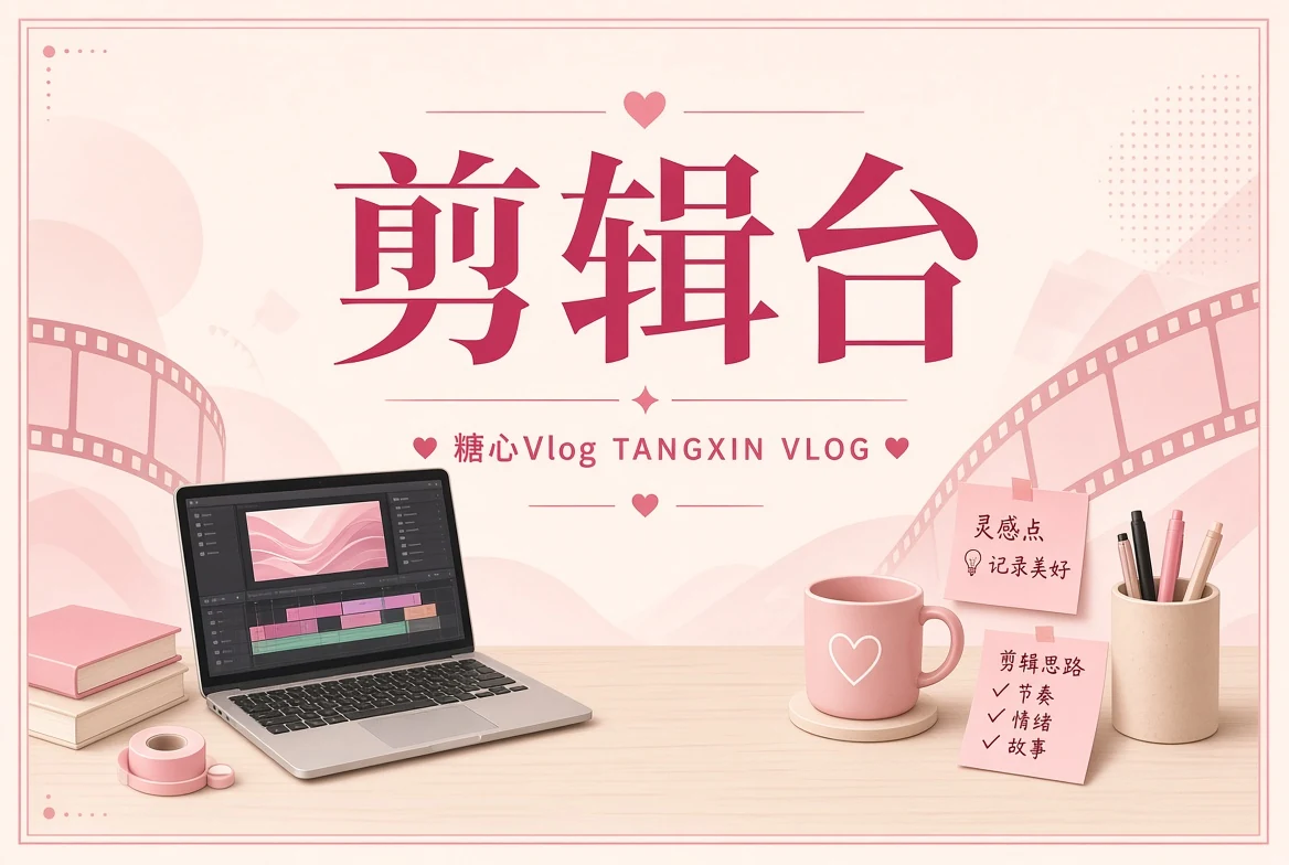 剪辑台创作流程原创插画